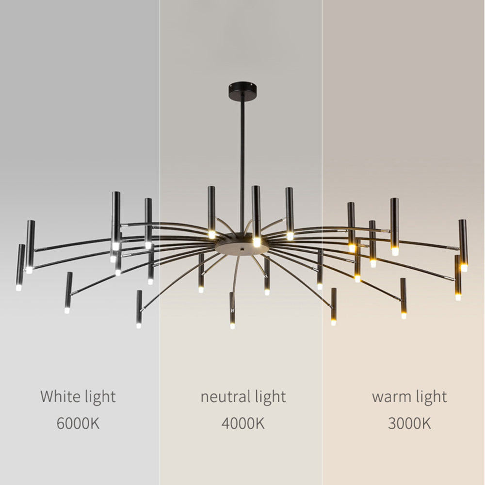 Arisha Modern Blown Linear Metal Multi-heads Chandelier - Lamp Copper