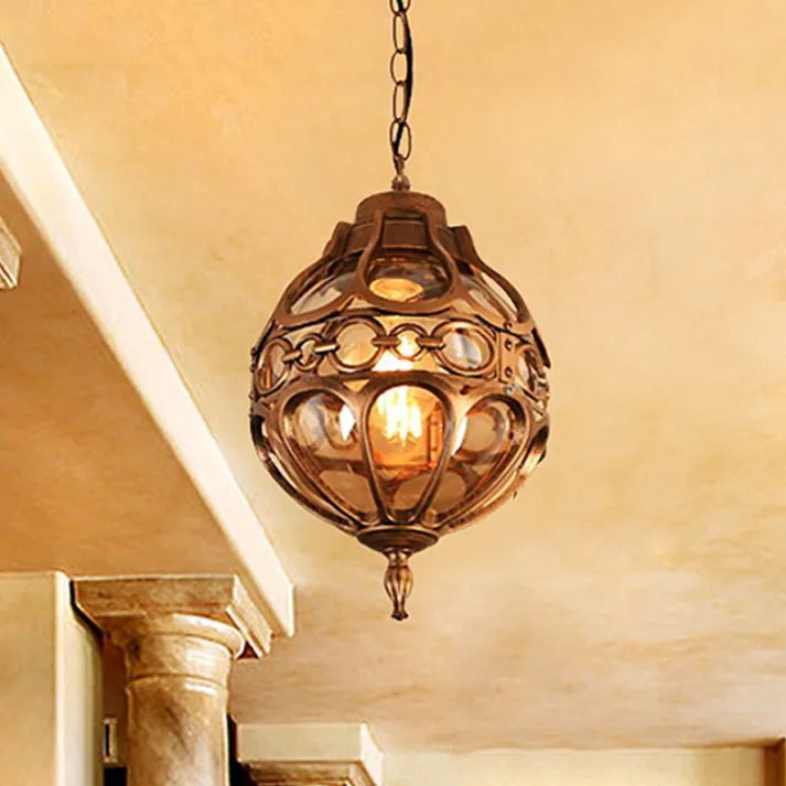 Silva Loft Sphere Vintage Farmhouse Rustic Pendant Light Black/Bronze Dining Room - Lamp Copper