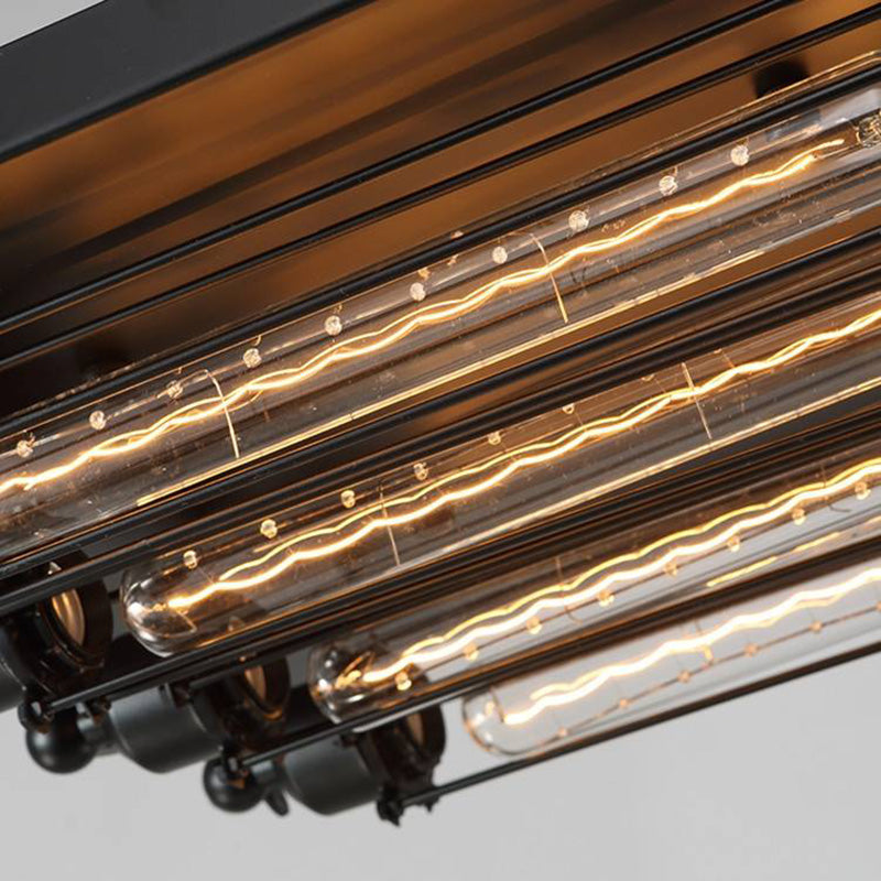 Austin Vintage Tubed Metal Flush Mount Ceiling Light, Black, Living Room - Lamp Copper
