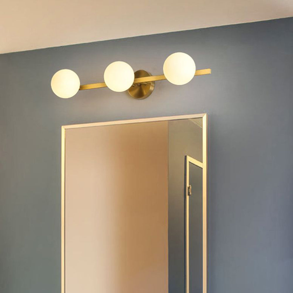 Valentina Retro Globe Linear Metal/Glass Wall Lamp, Gold, Bathroom - Lamp Copper
