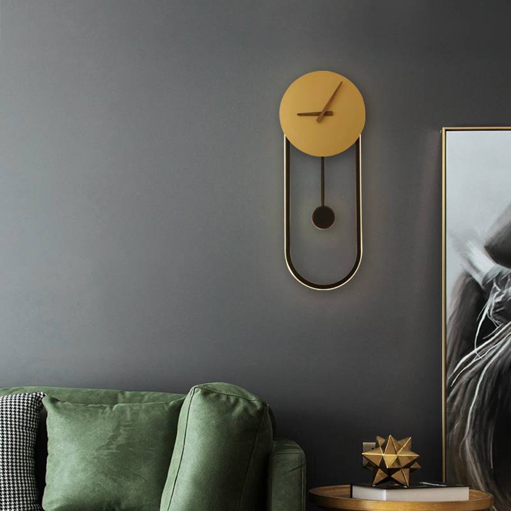 Arisha Nordic Clock Wall Lamp, Gold & Black - Lamp Copper