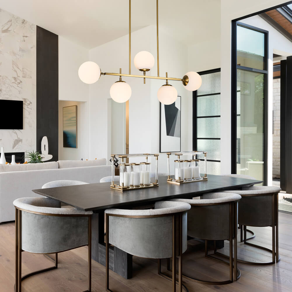Alvno Linear Glass Chandelier - Lamp Copper