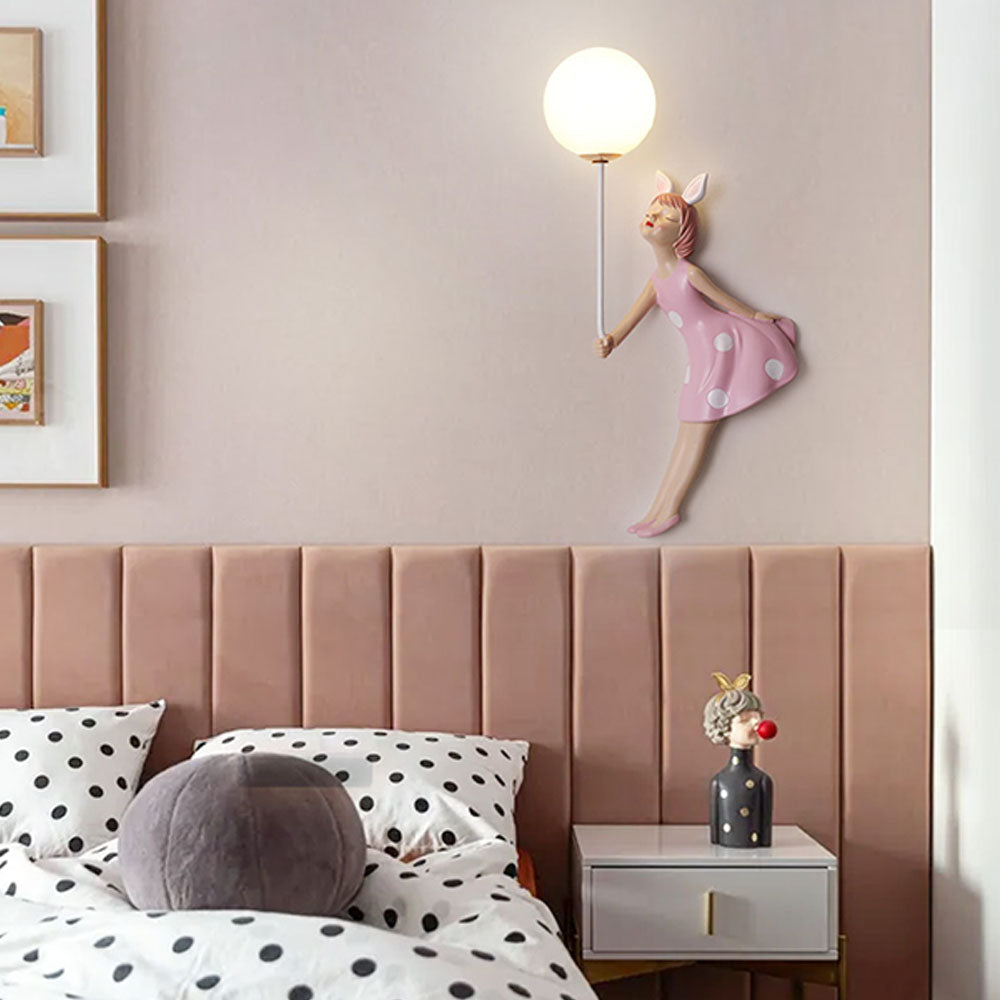 Arisha Modern Balloon/Girl Shape Acrylic Pink Wall Lamp - Lamp Copper