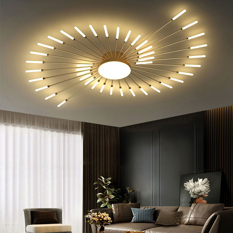 Wesley Modern Home Decoration Fireworks LED Ceiling Light - Lamp Copper