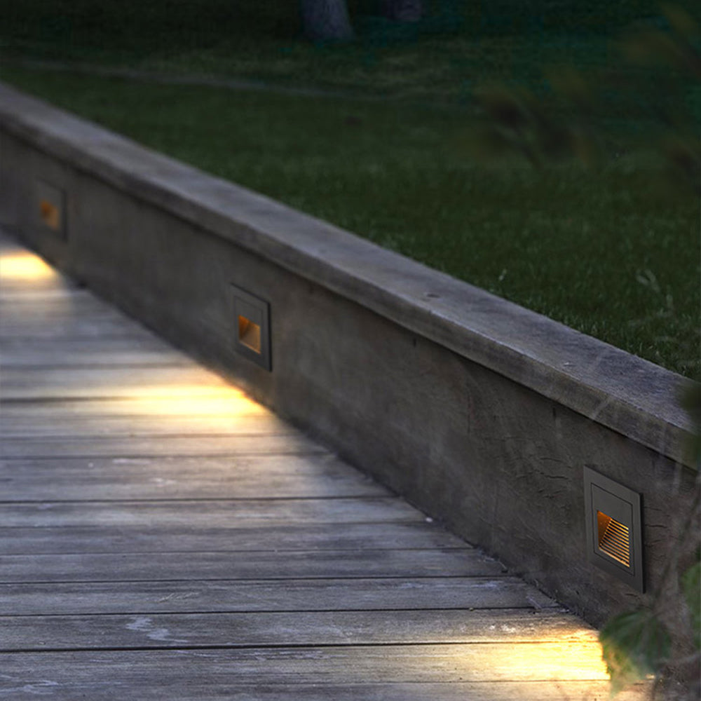 Ray Modern Metal Square Outdoor Deck/Step Light, Black - Lamp Copper