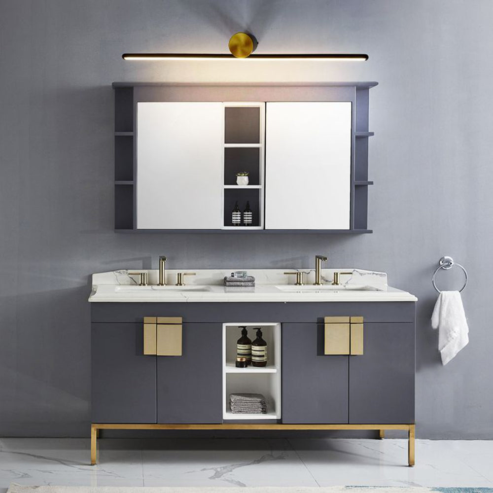 Arisha Modern Metal Linear Mirror Vanity Wall Lamp, Black/White - Lamp Copper