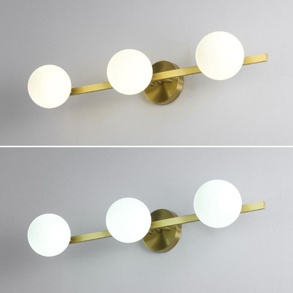 Valentina Retro Globe Linear Metal/Glass Wall Lamp, Gold, Bathroom - Lamp Copper