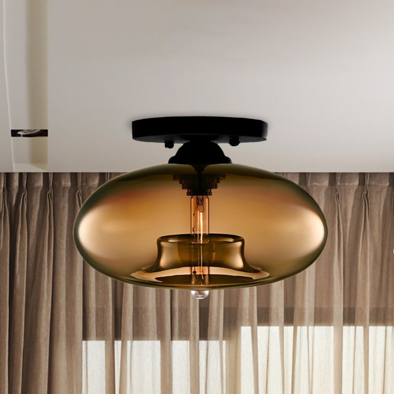 Valentina Industrial Art Deco Globe Flush Mount Ceiling Light Living Room - Lamp Copper