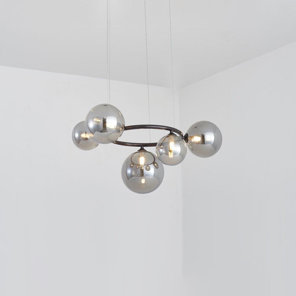 Valentina Modern Designe Wave Metal/Glass Pendant Light, White/Gold - Lamp Copper