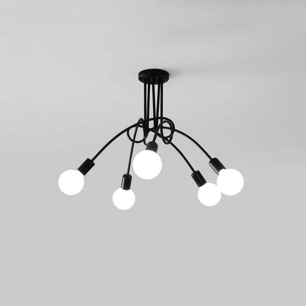 Arisha Modern Linear Curve Metal Ceiling Light, Dining Room/Living Room - Lamp Copper