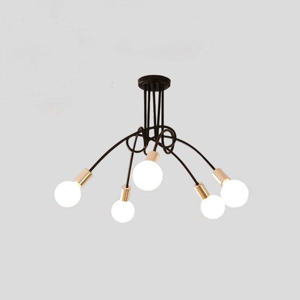 Arisha Modern Linear Curve Metal Ceiling Light, Dining Room/Living Room - Lamp Copper
