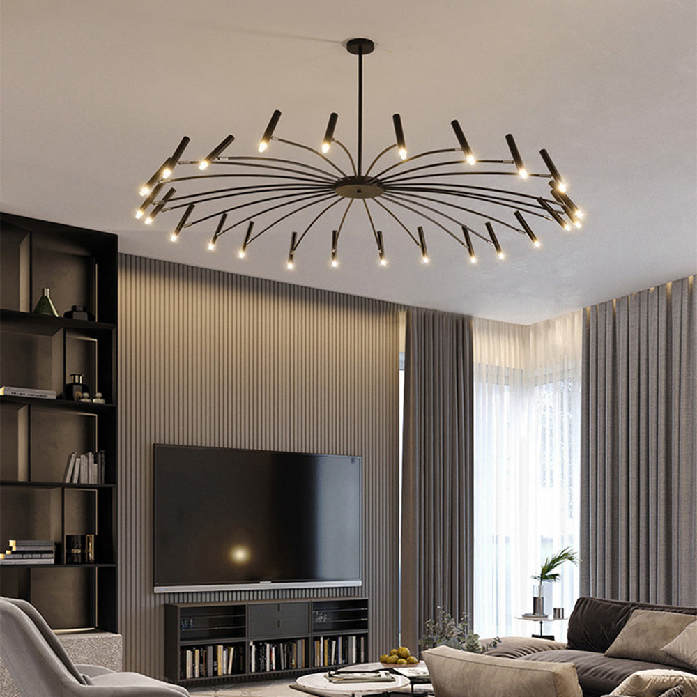 Arisha Modern Blown Linear Metal Multi-heads Chandelier - Lamp Copper
