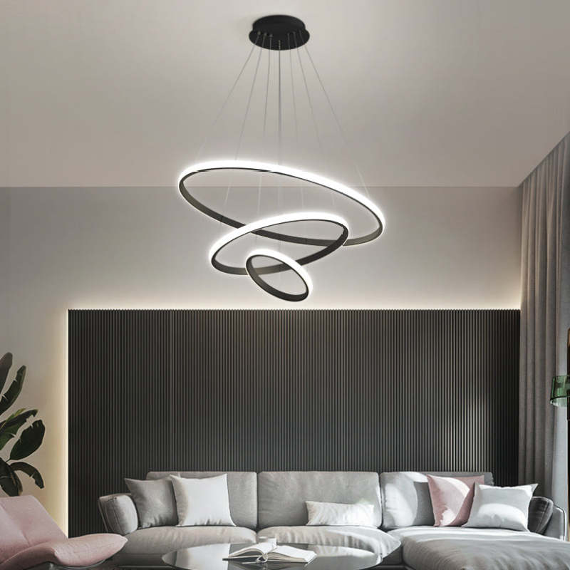 Zin Modern Ring Pendant Light, 2/3/4 Rings - Lamp Copper