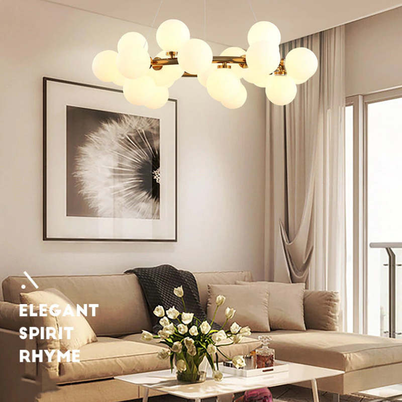 Valentina Bass Glass Bubble Golden Chandelier - Lamp Copper