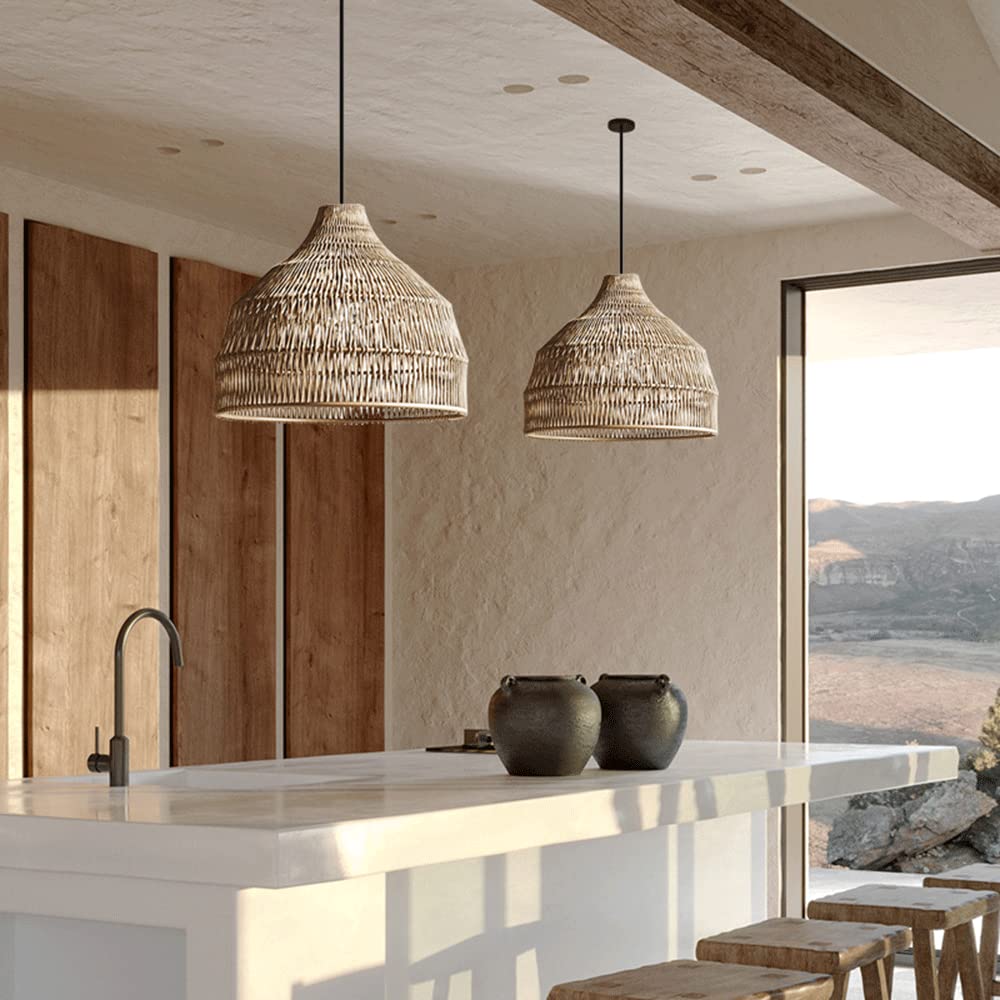 Muto Japanese Vintage Zen Pendant Light Rattan Study Room/Bedroom - Lamp Copper
