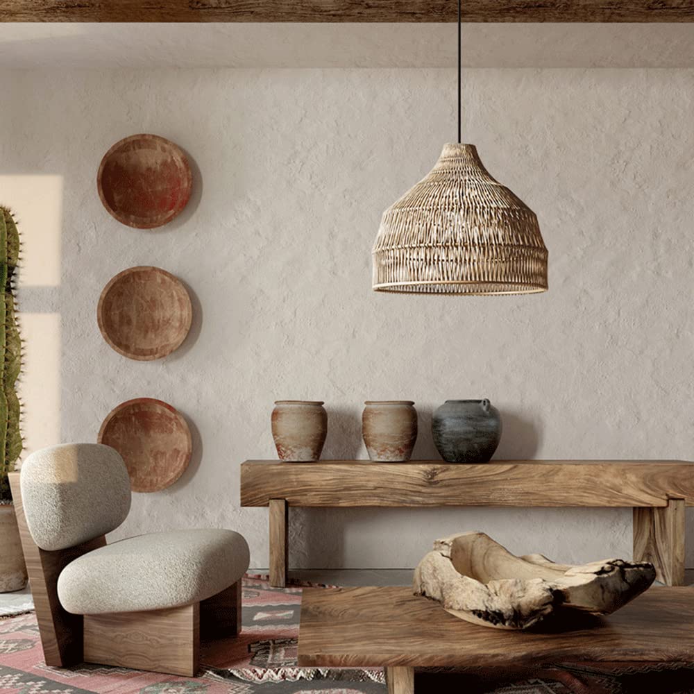 Muto Japanese Vintage Zen Pendant Light Rattan Study Room/Bedroom - Lamp Copper