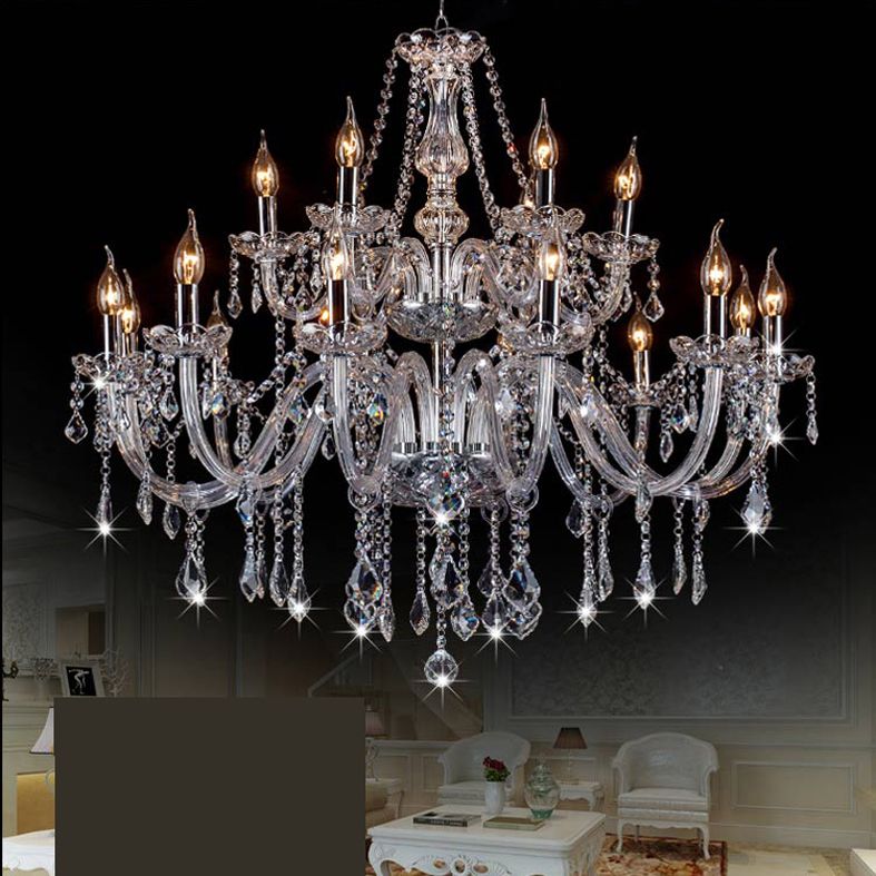 Silva Luxury Candlestick Clear Crystal Chandelier - Lamp Copper