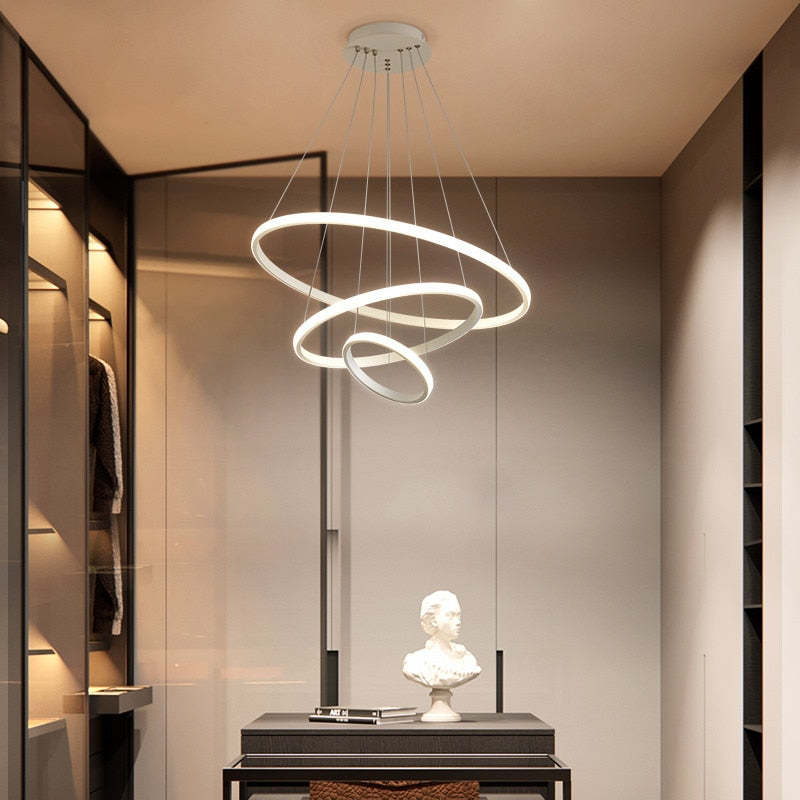 Zin Modern Ring Pendant Light, 2/3/4 Rings - Lamp Copper