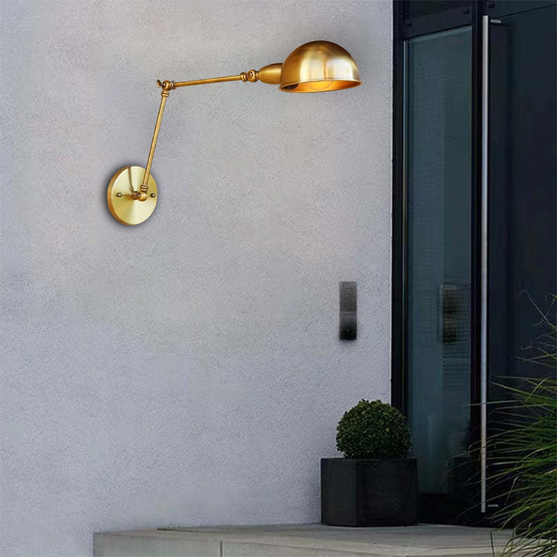 Epoch Vintage Semi-sphere Metal Swing Arm Foldable Wall Lamp, Bronze - Lamp Copper