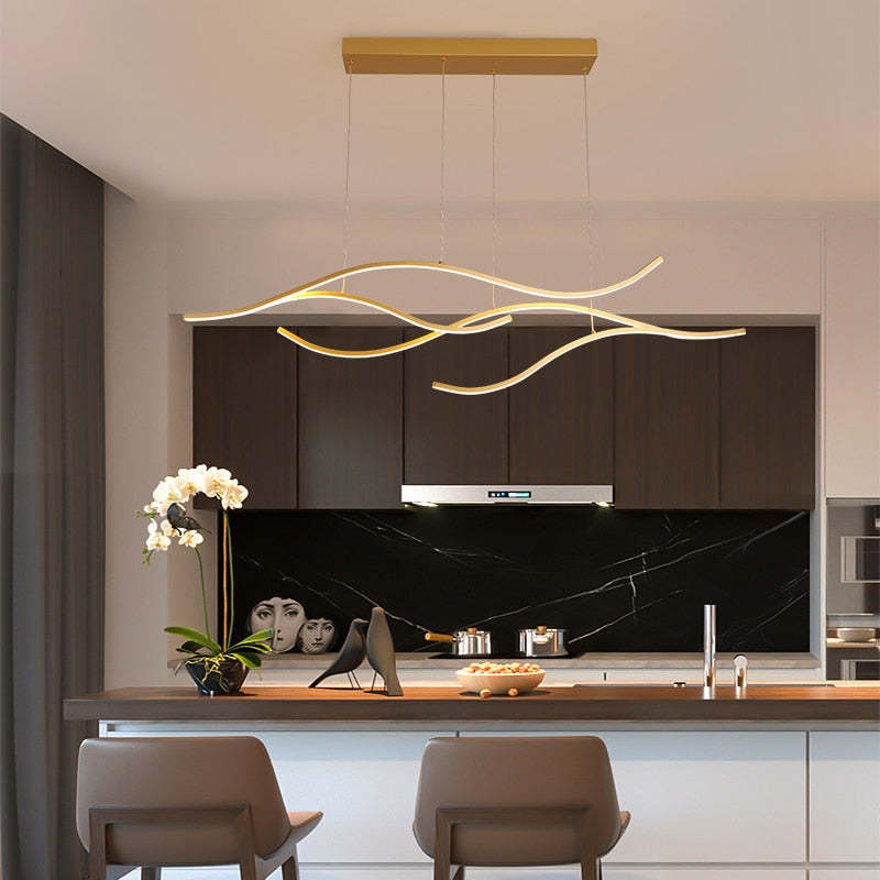 Arisha Modern Wave Pendant Light, 2 Colour - Lamp Copper