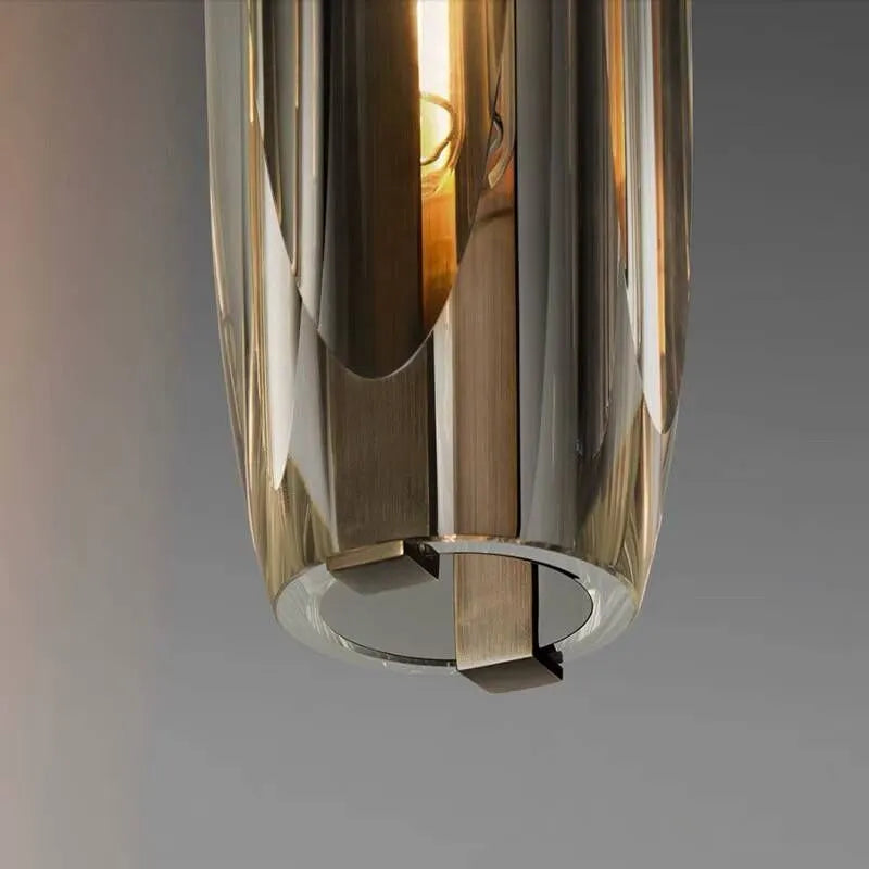 June Brass Designer Glass Pendant Lamp Smoky - Lamp Copper