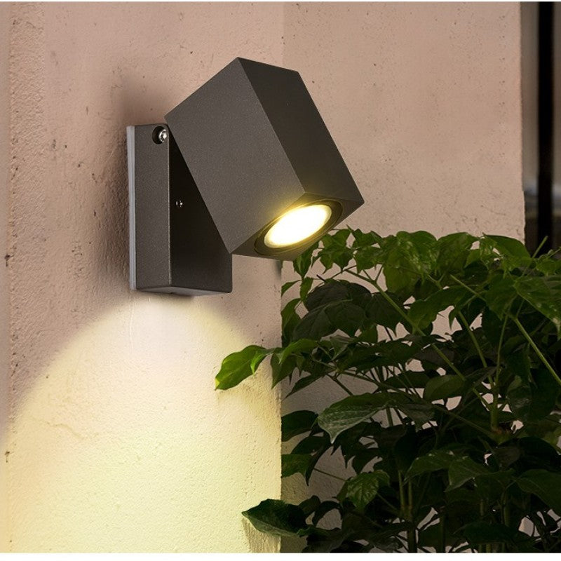 Artiq Modern Outdoor Rotatable Metal Spotlight Wall Lamp, Black - Lamp Copper