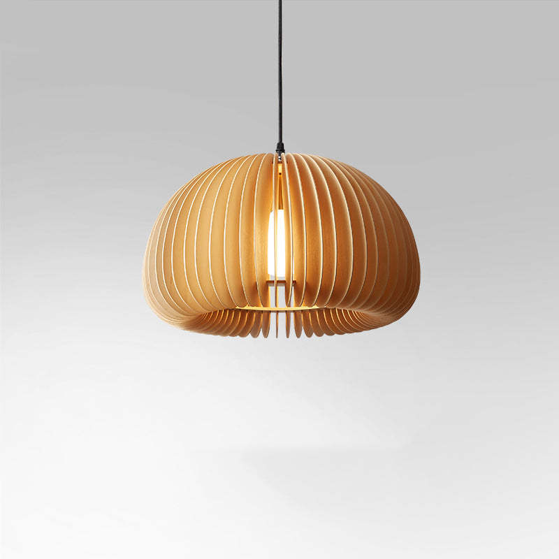 Muto Pumpkin Pendant Light, Wood - Lamp Copper