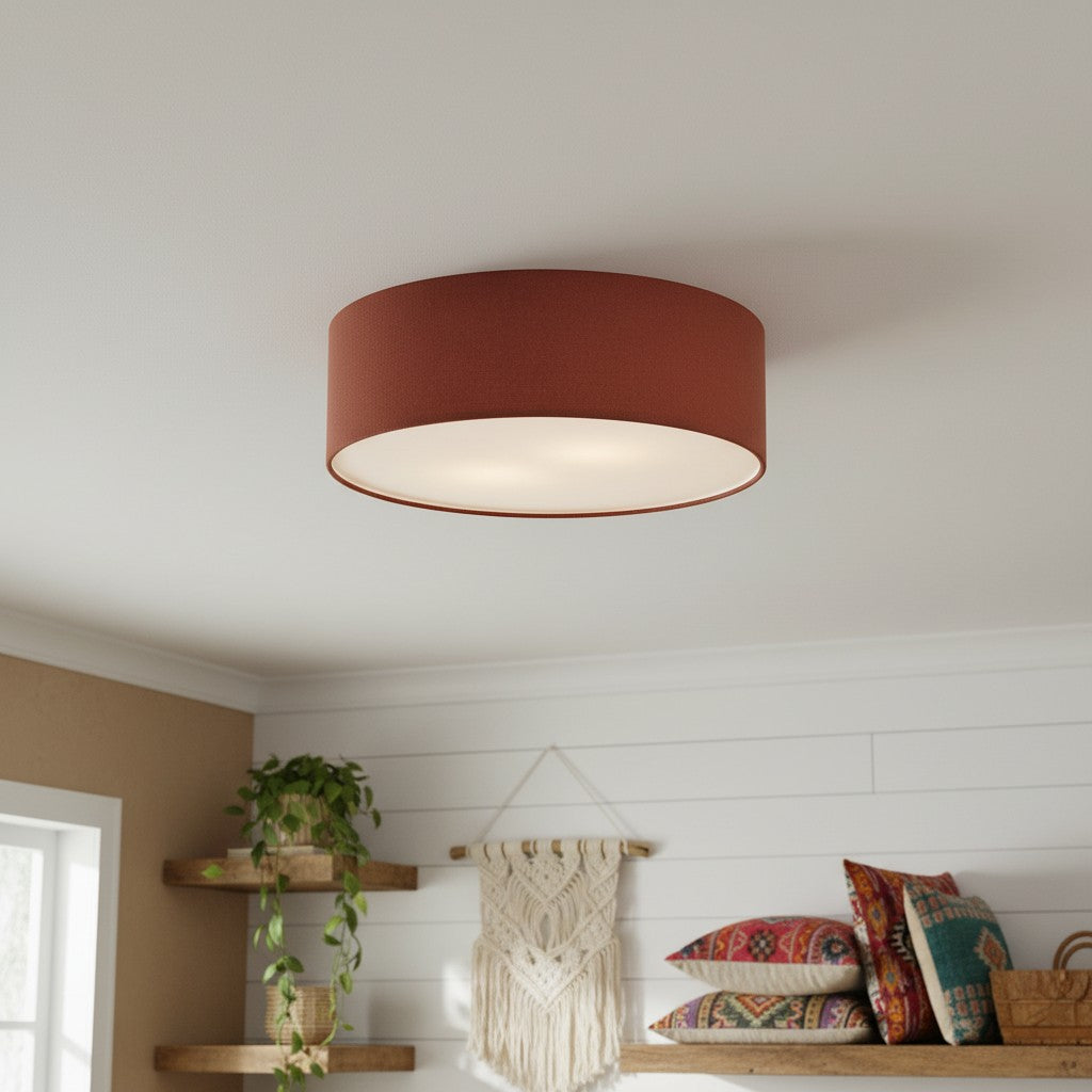 Linen Drum Ceiling Light Modern Bedroom