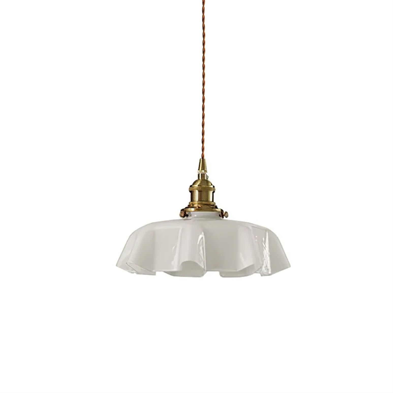 Civen Farmhouse Ruffled Pendant Light - Lamp Copper