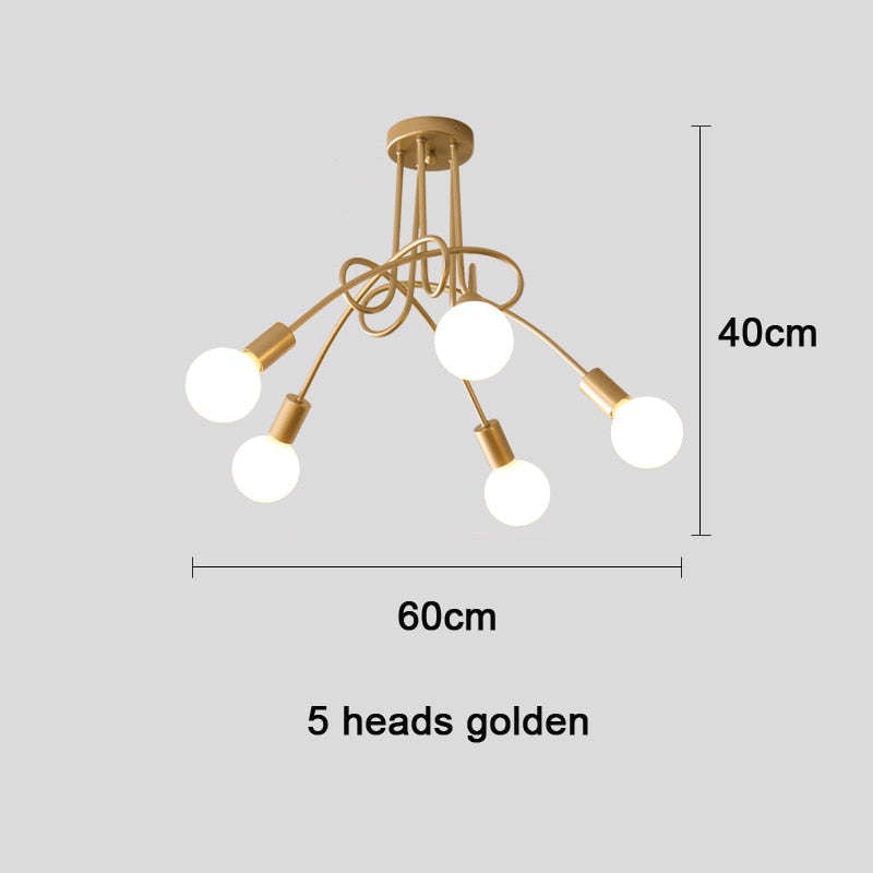 Arisha Modern Linear Curve Metal Ceiling Light, Dining Room/Living Room - Lamp Copper
