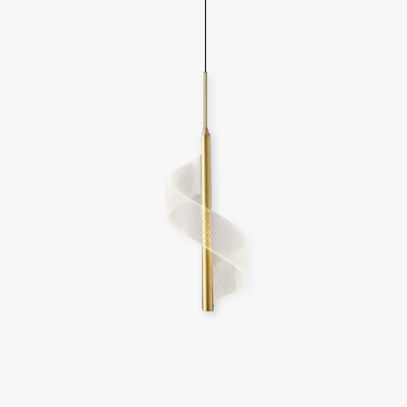 Zeva Vintage Golden Ribbon Pendant Light, Metal/Acrylic - Lamp Copper