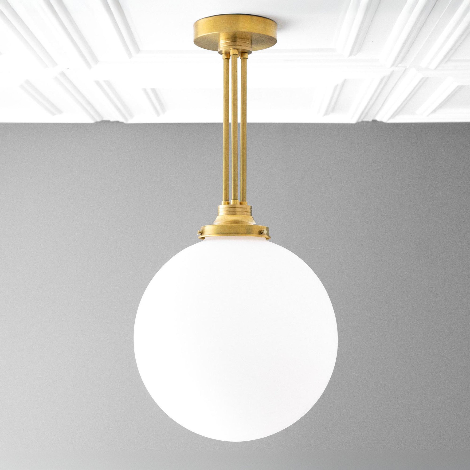 Pearl Brass Globe Pendant Light Living Room