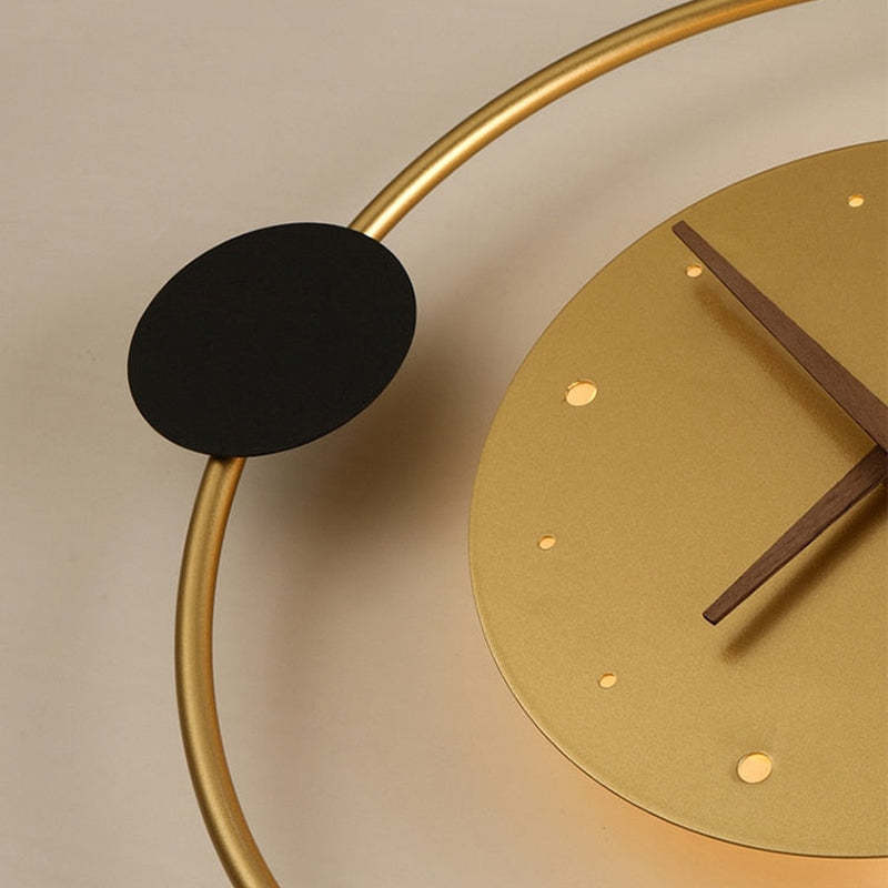 Arisha Wall Lamp Clock, Black & Gold - Lamp Copper