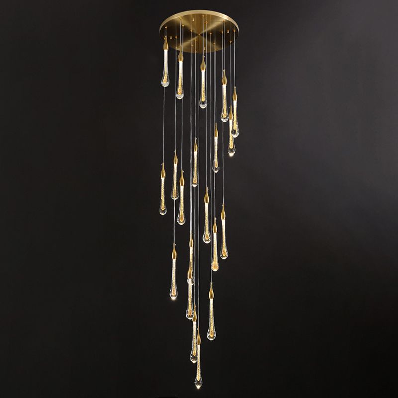 Valentina Modern Teardrop Crystal Chandelier, Gold - Lamp Copper