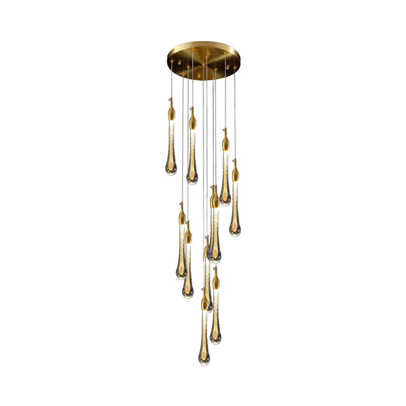 Valentina Modern Teardrop Crystal Chandelier, Gold - Lamp Copper