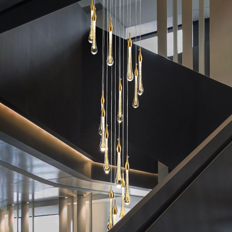 Valentina Modern Teardrop Crystal Chandelier, Gold - Lamp Copper
