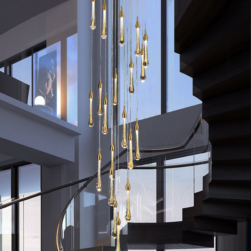 Valentina Modern Teardrop Crystal Chandelier, Gold - Lamp Copper