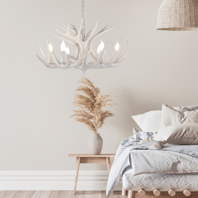 Silva Retro Deer Antlers Candle light Horn Resin Chandelier - Lamp Copper