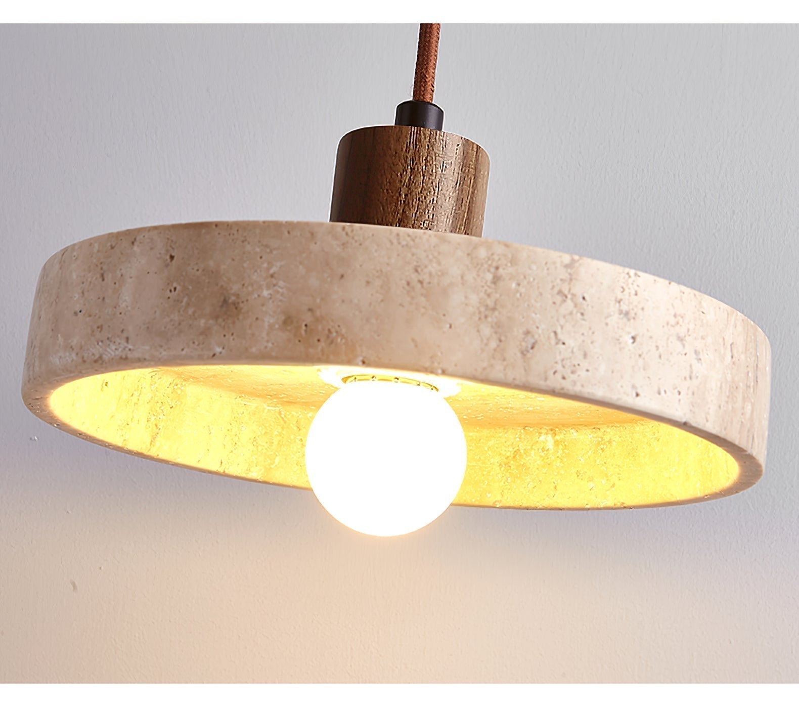 Evvynor Travertine Pendant Light - Lamp Copper