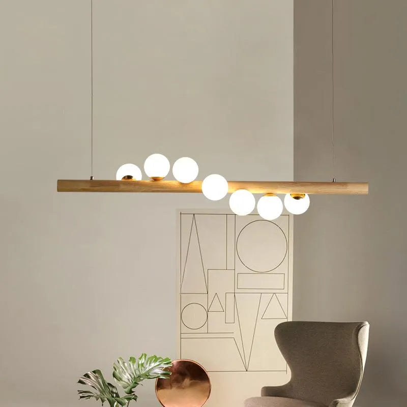 Valentina Glass Bubble Pendant Light Wood/Walnut - Lamp Copper