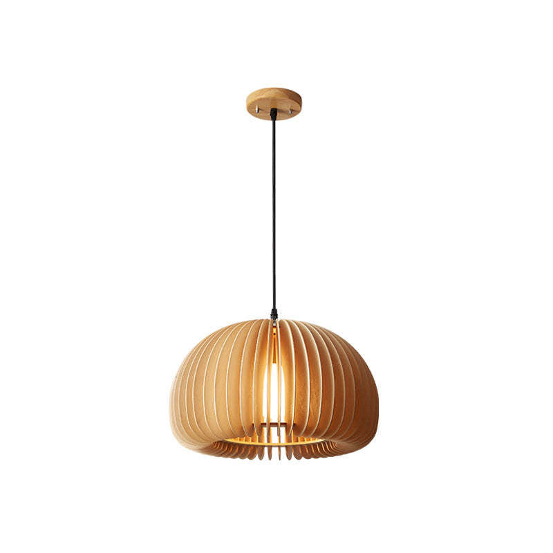 Muto Pumpkin Pendant Light, Wood - Lamp Copper