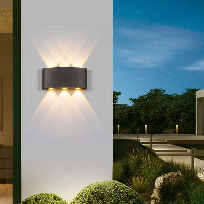Tronix Modern Rectangular Metal Outdoor Wall Lamp, Black/White, Water-wave - Lamp Copper