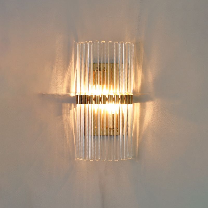 Ray Modern Cylindrical Metal/Crystal Wall Lamp, Gold - Lamp Copper
