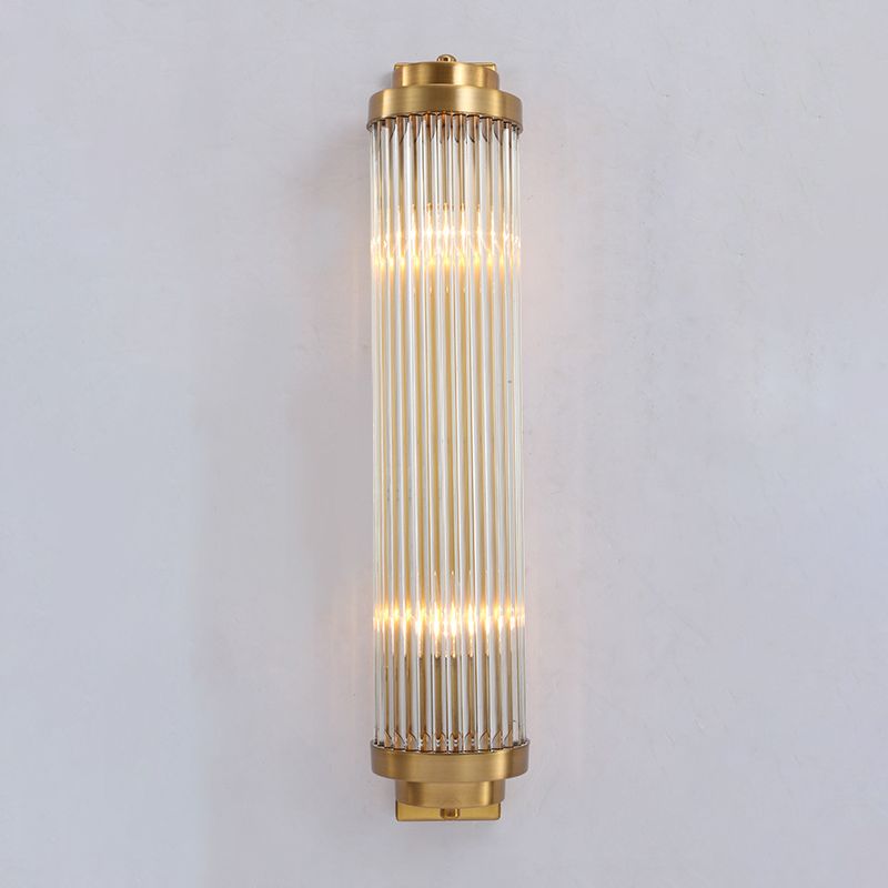 Ray Modern Cylindrical Metal/Crystal Wall Lamp, Gold - Lamp Copper
