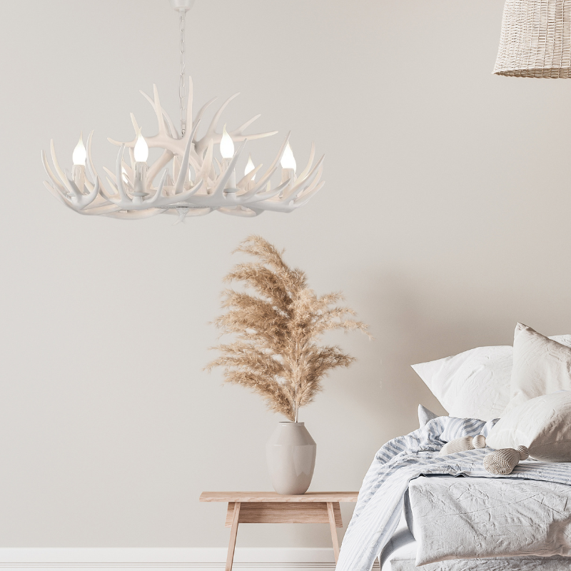 Silva Retro Deer Antlers Candle light Horn Resin Chandelier - Lamp Copper