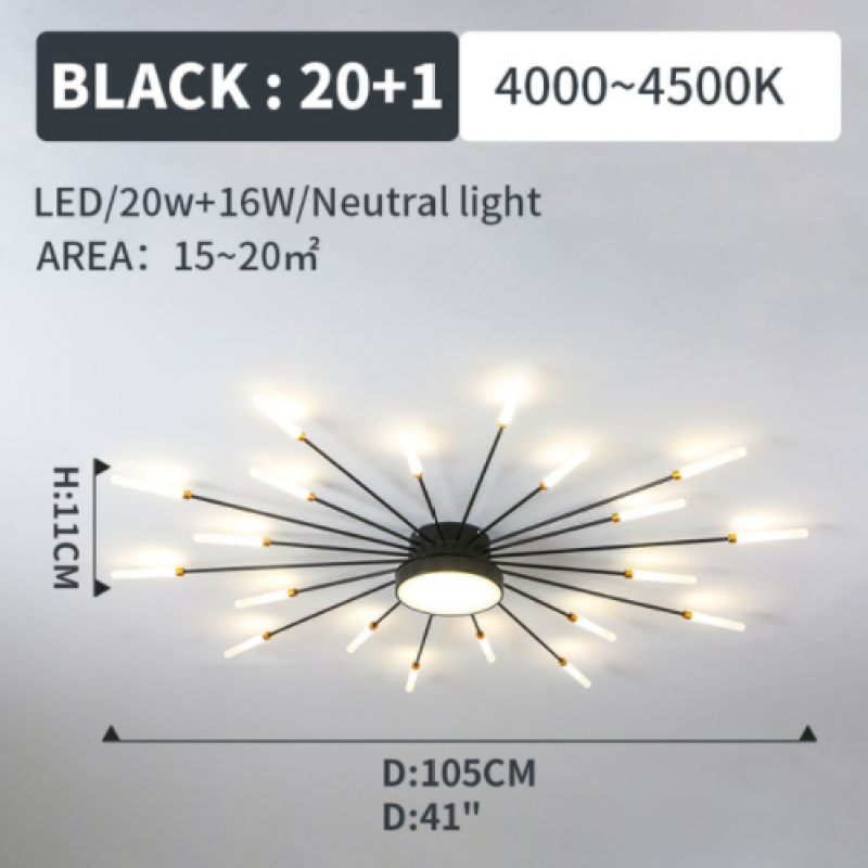 Wesley Modern Home Decoration Fireworks LED Ceiling Light - Lamp Copper