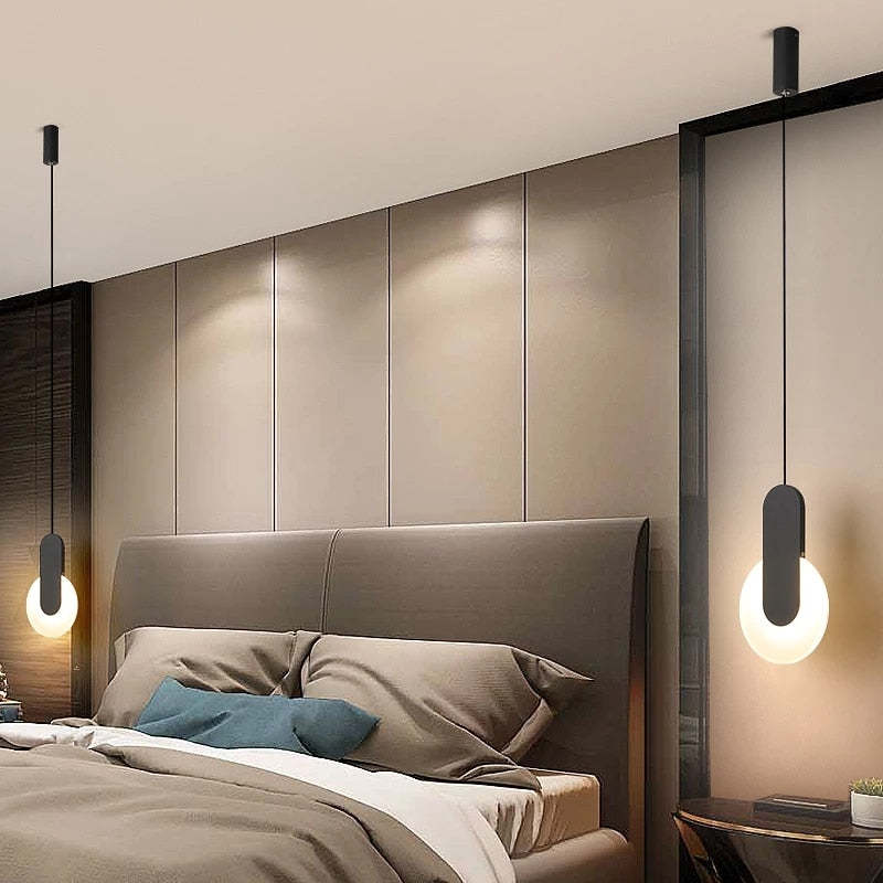 Doria Modern LED Pendant Light Black/White Metal Living Room - Lamp Copper
