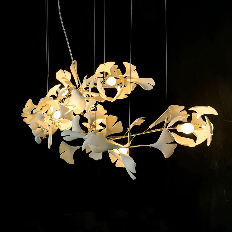 Olivia Luxury Ceramic Chandelier Large Foyer, Gingko leaf, Living Room - Lamp Copper