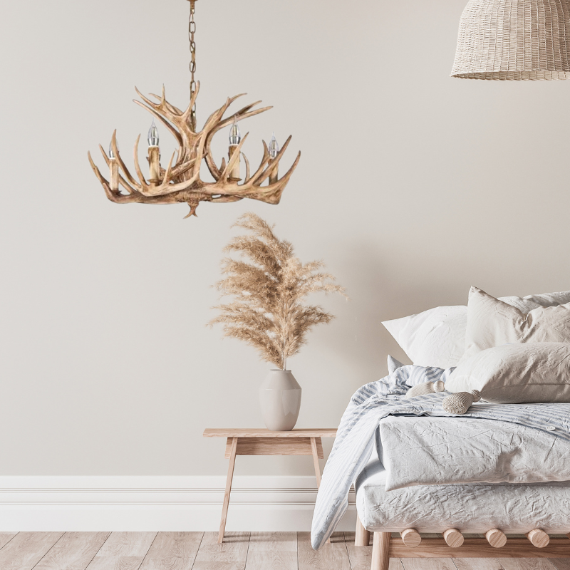 Silva Retro Deer Antlers Candle light Horn Resin Chandelier - Lamp Copper