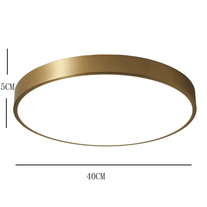 Arisha Nordic LED Gold Round Ceiling Light, Metal & Acrylic - Lamp Copper